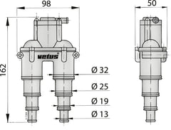 VETUS Airvent with hose (incl. 4 m hose and skin fitting), for Ø 13 - 32 mm hose AIRVENTH