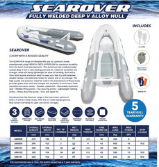 Aristocraft Searover 3.6M Premium French Orca Hypalon Inflatable Boat Dinghy Tender RIB Aluminium Flat Floor with Bow Locker