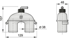 VETUS Anti Syphon device with hose (incl. 2 m hose and skin fitting), for Ø 38 mm hose ASD38H