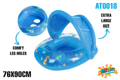 Inflatable Sealife Baby Float with Canopy Blue 90x76cm - Age 1-2yrs