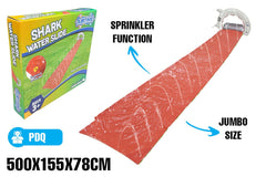Shark Waterslide 5m, Sprays Water, Connects to Hose 500x155x78cm - Ages 3+
