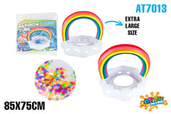 Extra Large Inflatable Rainbow Swim Ring 85x75cm - Ages 6+