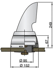VETUS Stainless steel AISI 316 dorade box for all cowl ventilators Ø 75 mm ID. Deck thickness > 25 mm requires BOXAD75 BOXS75