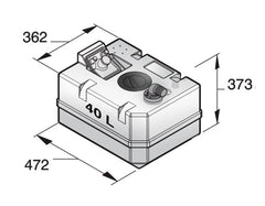 VETUS Synthetic waste water tank 40 L incl. connections and insp. lid (excl. inlet fitting) BTANK40C