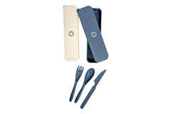 Wildtrak™ Eco Friendly Wheat Straw Cutlery Set in Case - Beige or Blue