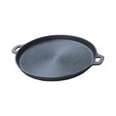 Wildtrak Pre-Seasoned Round Ribbed Cast Iron BBQ Plate with Handles 34cm