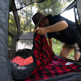 Wildtrak™ Kalgan Jumbo Hooded Sleeping Bag, -2 to -7°C, Breathable Flannel Lining, Polyester Ripstop Outer, Auto Lock Zips, Sewn-in Storage Pocket, Hanging Loop, Storage Bag, 90x230cm