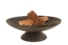 Ignite 76cm Extra Large Round Black Steel Firepit/Planter Bowl with Fluted Base - Ideal for Camping & Outdoors