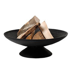 Ignite 59cm Large Round Black Steel Firepit/Planter Bowl with Fluted Base - Ideal for Camping & Outdoors