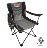 Karridale Foldable Camp Chair, High-Tensile Steel Frame, Drink Holder, Weight Rated 135kg, Carry Bag with Shoulder Strap
