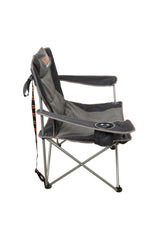 Wildtrak™ Varley Camp Chair with High-tensile Steel Frame, Cushioned Back Rest, Drink Holder, Weight Rated 136kg, Headrest Storage Pocket , Carry Bag with Shoulder Strap
