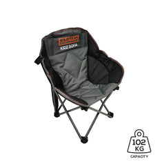 WILDTRAK™ KIDS Youth Extra Wide Sofa Camp Chair, Foldable, Cushioned, Easy Clean Fabric, Shoulder Strap, Weight Rated 102kg, Zippered Pocket for Bag Storage, Carry Bag with Shoulder Strap