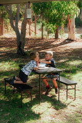 3pc Picnic Table & Bench Set, Vacuum Moulded, Auto Lock, Folds Flat for Storage, Carry Handle, 102x61x70cm
