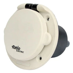 VETUS Shore power wall inlet, 16 A, IP56, flush mounted, white polyamide EOSPW16W