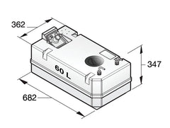 VETUS Synthetic diesel fuel tank 60 L including connections, for 8 mm fuel hose FTANK60A