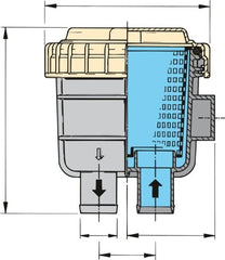 VETUS Cooling water strainer type 330, hose connections Ø 25 mm FTR330/25