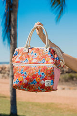 Retro Summer Premium Insulated Picnic Cooler Bag, Carry Handles, 2 Separate Compartments, Holds 24+ Cans