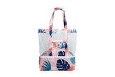 Blush Palm 2 in 1 Insulated Beach Cooler Bag, 2 Compartments, Mesh Top, Zipped Pocket