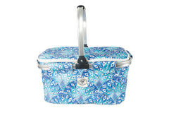 Good Vibes™ Insulated Market Cooler Bag, Aluminium Frame, Fully Zipped, Collapsible - Peacock Paradise