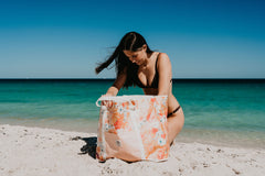 Good Vibes™ Jumbo Shopping Tote Beach Bag, Dual Handle, Waterproof & Lightweight - Retro Summer