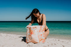 Retro Summer Jumbo Shopping Tote Beach Bag, Dual Handle, Waterproof & Lightweight