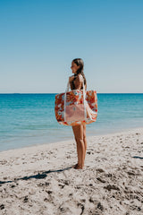 Good Vibes™ Jumbo Shopping Tote Beach Bag, Dual Handle, Waterproof & Lightweight - Retro Summer