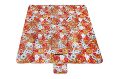 Good Vibes™ 2x2m Premium Picnic Mat Blanket, Waterproof Base, Carry Strap, Storage Pocket, 4 Ground Pegs - Retro Summer