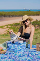 Good Vibes™ Insulated Market Cooler Bag, Aluminium Frame, Fully Zipped, Collapsible - Peacock Paradise