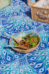 Peacock Paradise 2pc Mango Salad Servers 24cm - Wood & Enamel