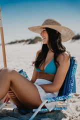 Peacock Paradise Foldable Beach Chair with Carry Strap, Lightweight & Portable, High Back, Powder Coated Frame
