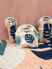 Blush Palm Neoprene Double Bottle Holder Bag