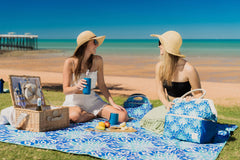 Good Vibes™ Insulated Double Wall Stainless Steel Skinny Bottle & Can Cooler - Peacock Blue