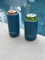 Peacock Blue Insulated Double Wall Stainless Steel Skinny Bottle Can Cooler - Suits Slim Bottles and Seltzer Style Cans