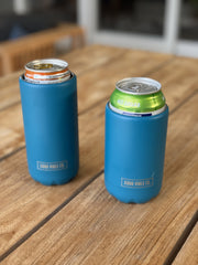 Peacock Blue Insulated Double Wall Stainless Steel Skinny Bottle Can Cooler - Suits Slim Bottles and Seltzer Style Cans