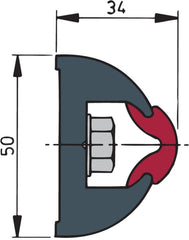 VETUS Vinyl rubbing strake, dark grey, HARO 50 x 34 mm, coil of 20 m, (price per m) HARO5034