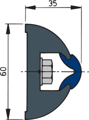 VETUS Vinyl rubbing strake, dark grey, HARO 60 x 35 mm, coil of 30 m, (price per m) HARO6035L