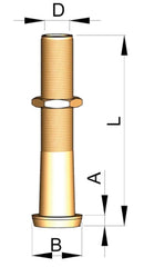 VETUS Bronze rudder gland Ø 40 mm - long version, L= 305 HENKO40L