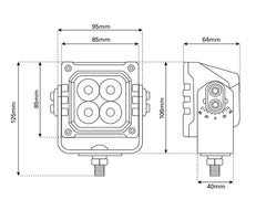 LED Floodlight 4xLED 3200lm Blk