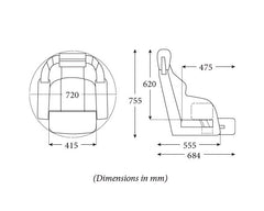 Seat RS56 Hi Back FlipUp Off Wht/Gry