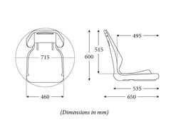 Seat Moulded with Light-Gry/Dk-Gry Cushion