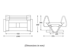 Seat ST90 Dble FlipBack Off Wht/DkBlue piping