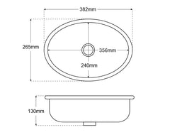 Sink S/S Oval 356x240x130mm