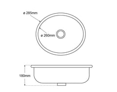 Sink S/S Round 260x260x180mm