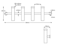 Rod Rack Bracket 4x Rod S/S