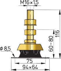 VETUS Flexible engine mount type K25V KSTEUN25V