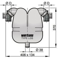 VETUS Exhaust gas separator with Ø 45 mm rotating connections and Ø 38 mm drain LGS4538