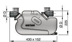 VETUS Waterlock type LSS50, with rotating inlet and outlet for Ø 50 mm hose LSS50A