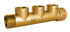 VETUS Manifold, bronze, with G3/4" male/female thread, and 3 x G1/2" female thread MAN3G1/2