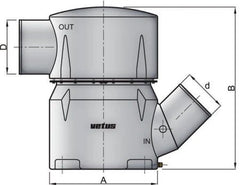 VETUS Waterlock type MGS, inlet Ø 127 mm - 45 degrees, outlet Ø 152 mm MGS5456A