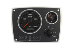 VETUS Aluminium engine panel type MPA22, 12 V, 2 black instruments (0-4000 rpm) SOLAS MPA22KBS2S
